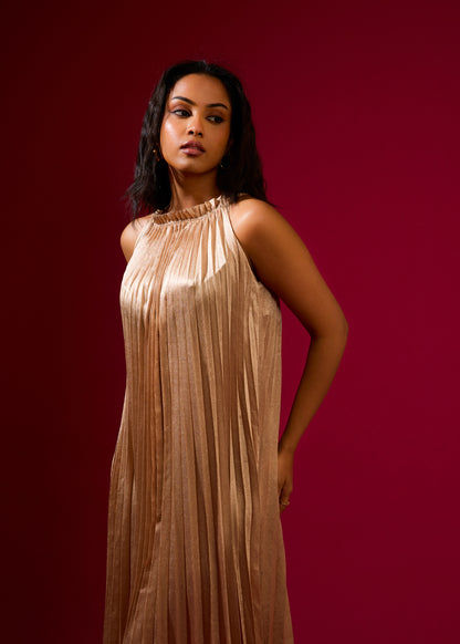 Luna Metallic Dress - Champagne