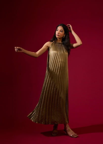 Luna Metallic Dress - Gold