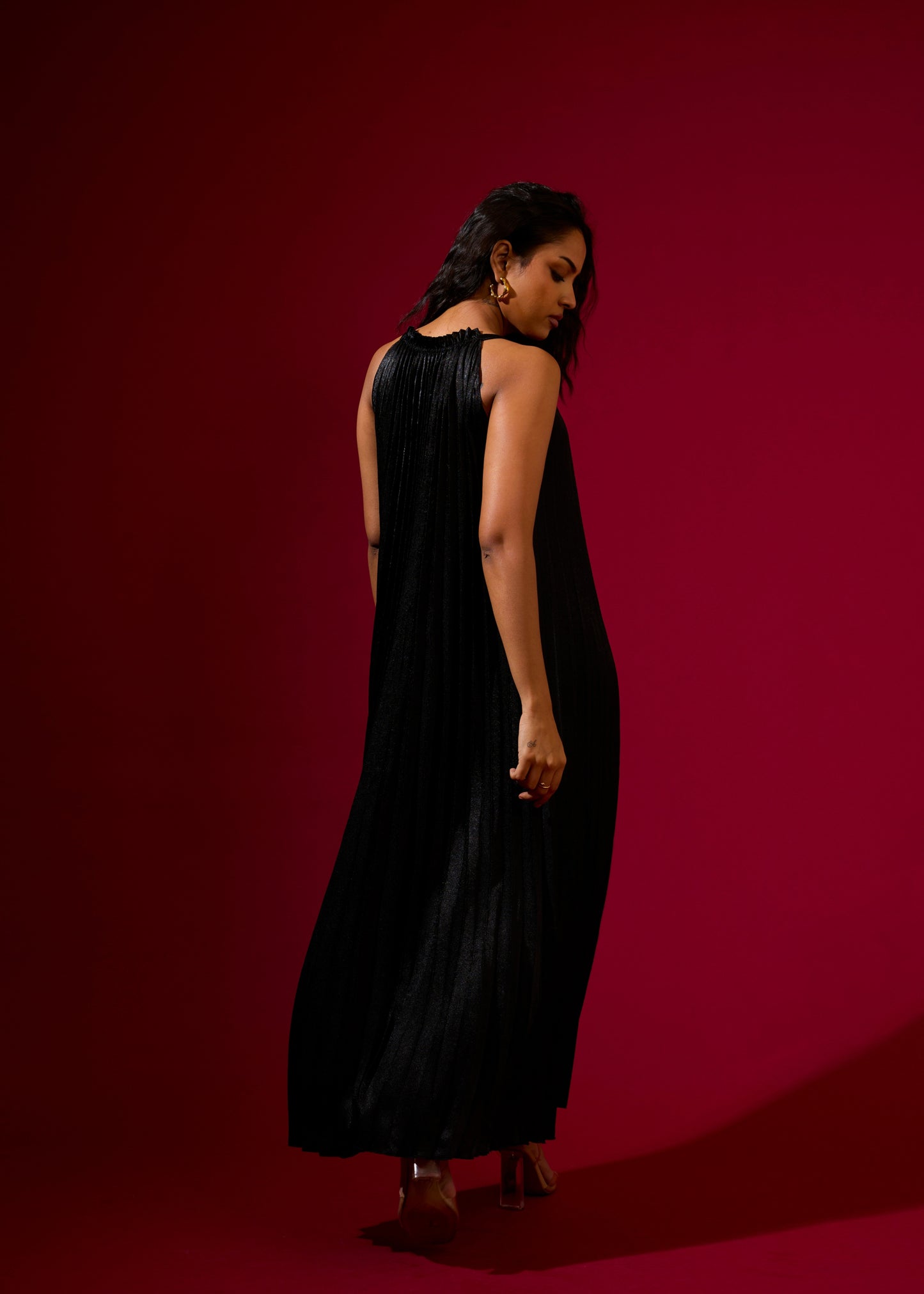 Luna Metallic Dress - Black