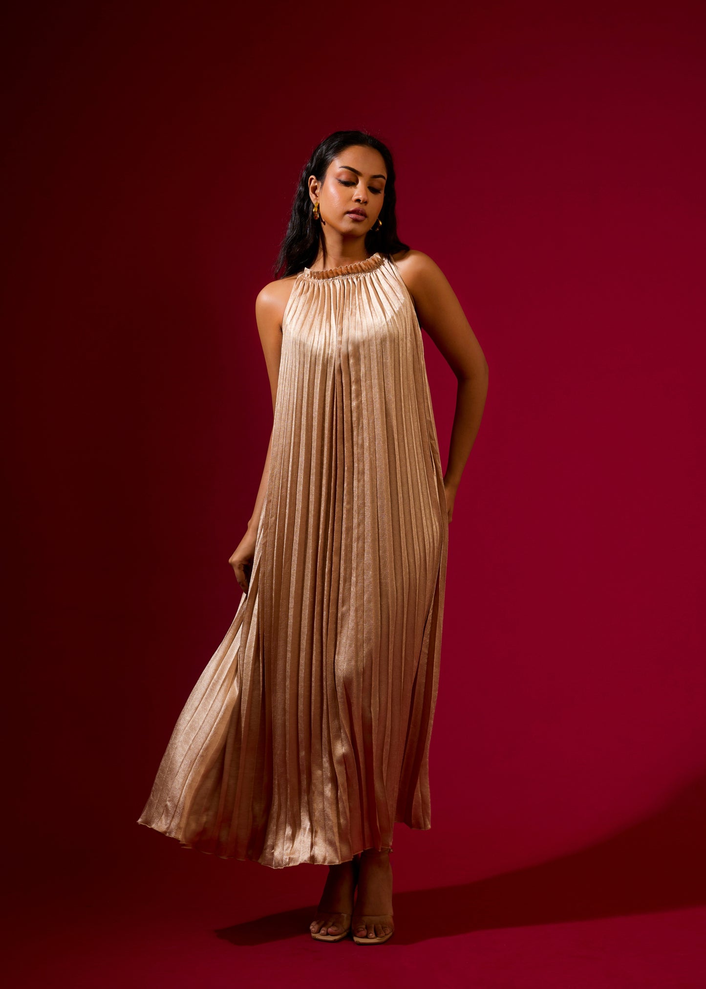 Luna Metallic Dress - Champagne
