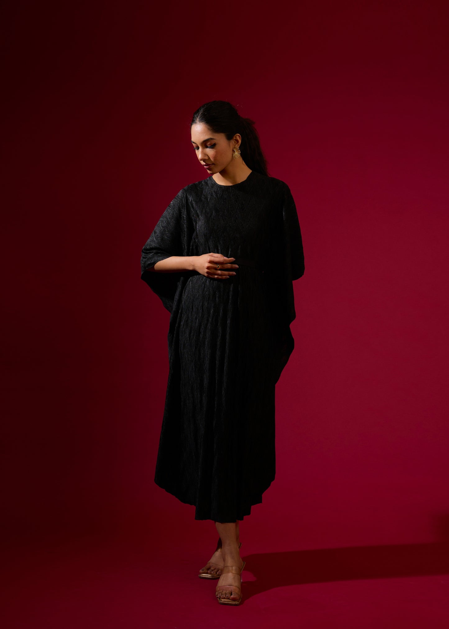 Robe plissée Flora noire