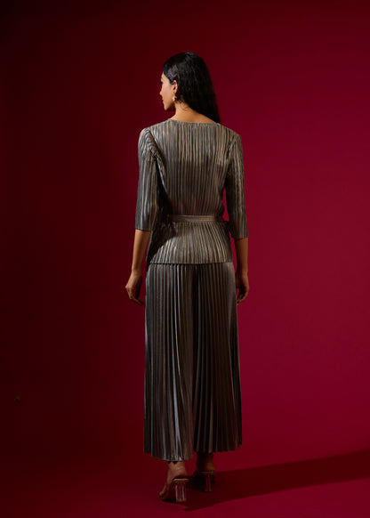 Chloe Metallic Coord Set - Grey