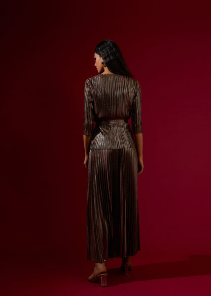 Chloe Metallic Coord Set - Burgundy