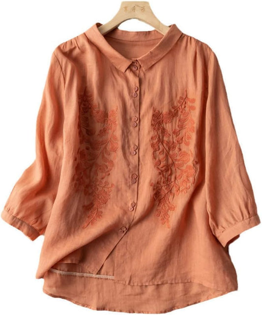 Orange Embroidered Shirt