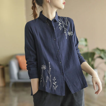 Spring Navy Linen Shirt