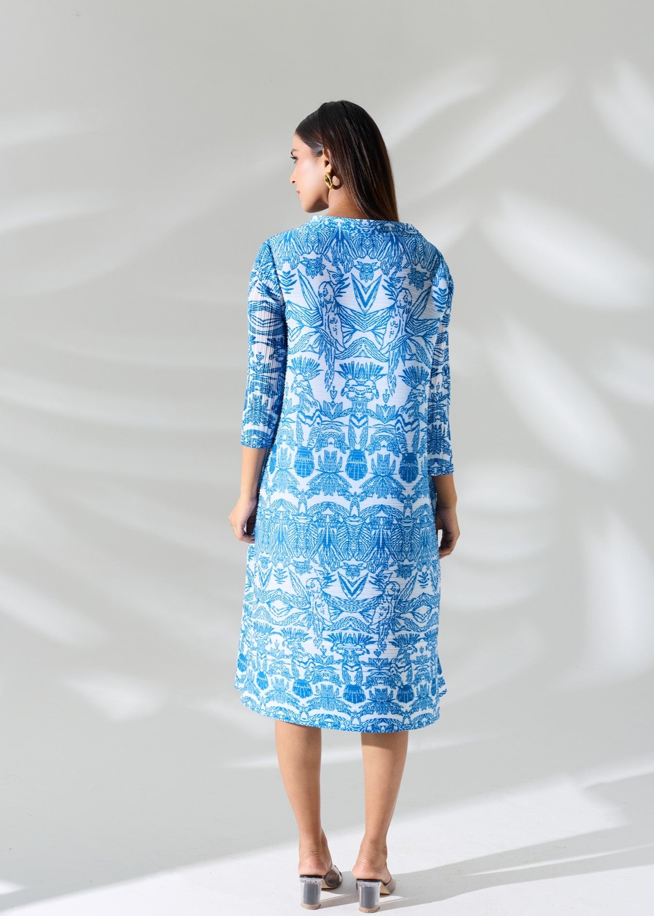 Blue Printed Ferro Dress with belt