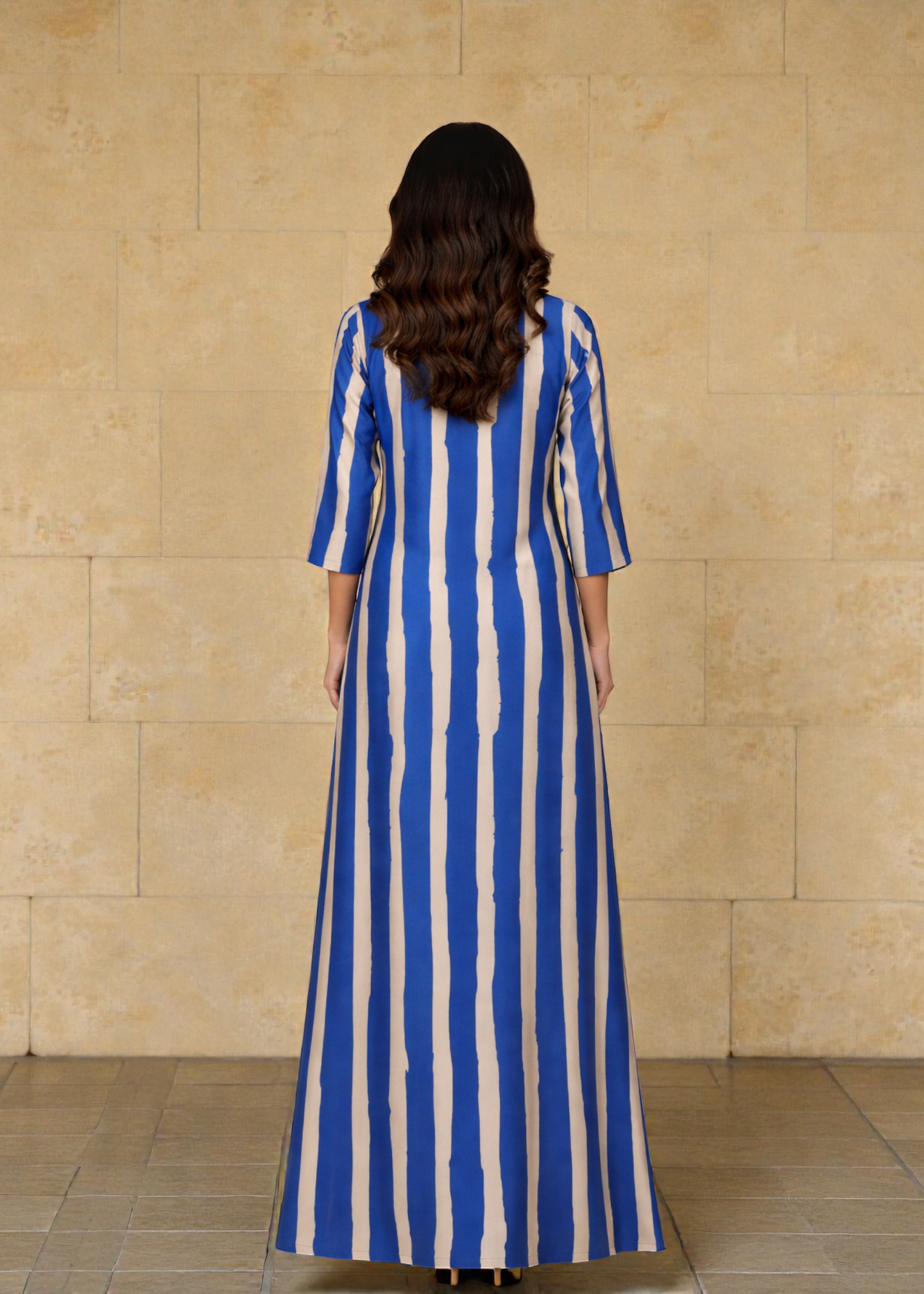 Blue & White Striped Kaftan Dress