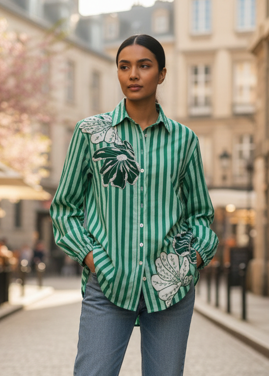 Green Bloom Line Shirt