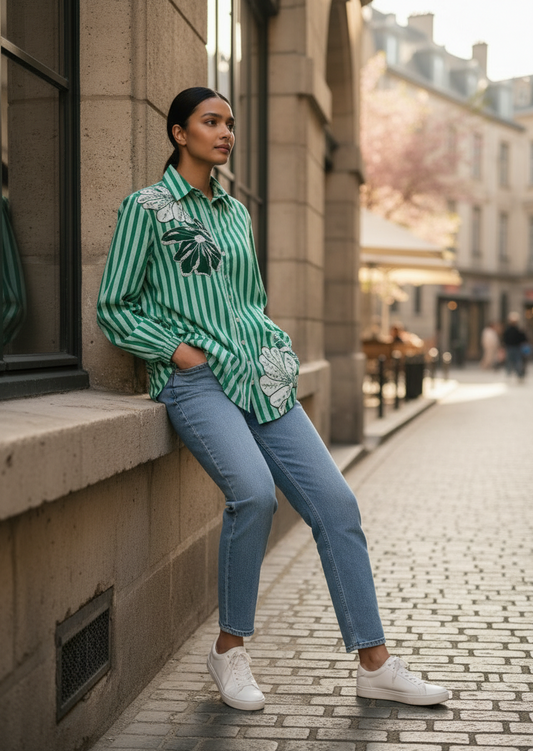 Green Bloom Line Shirt