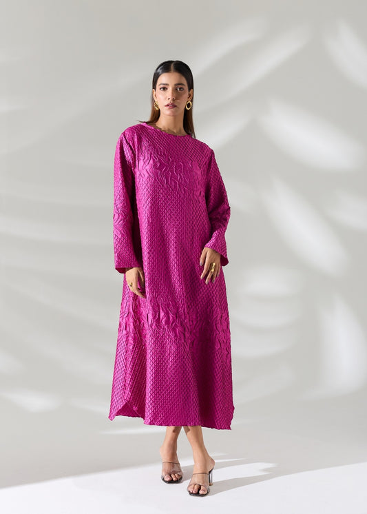 Dandelion Embossed Dress - Fuchsia