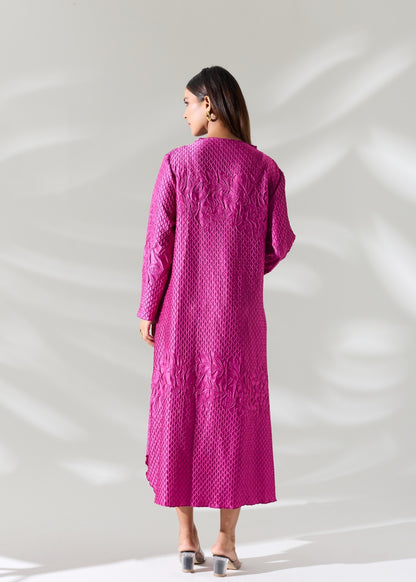 Dandelion Embossed Dress - Fuchsia