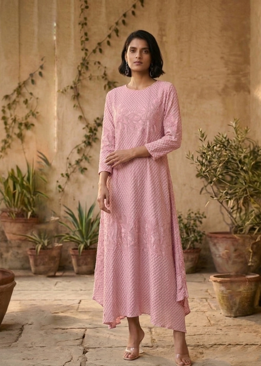 Dandelion Embossed Dress - Light Pink