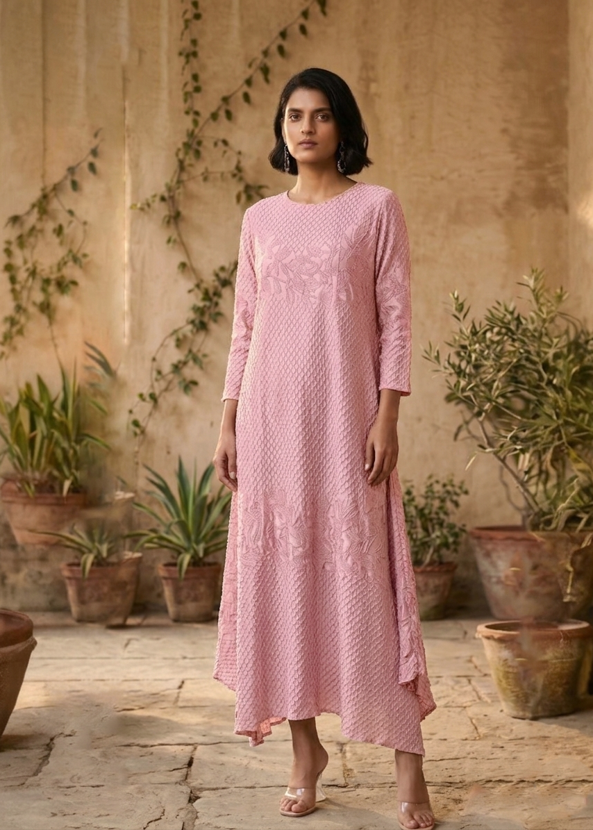 Dandelion Embossed Dress - Light Pink
