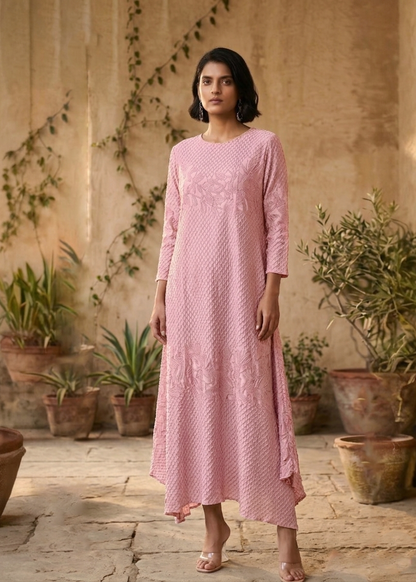 Dandelion Embossed Dress - Light Pink
