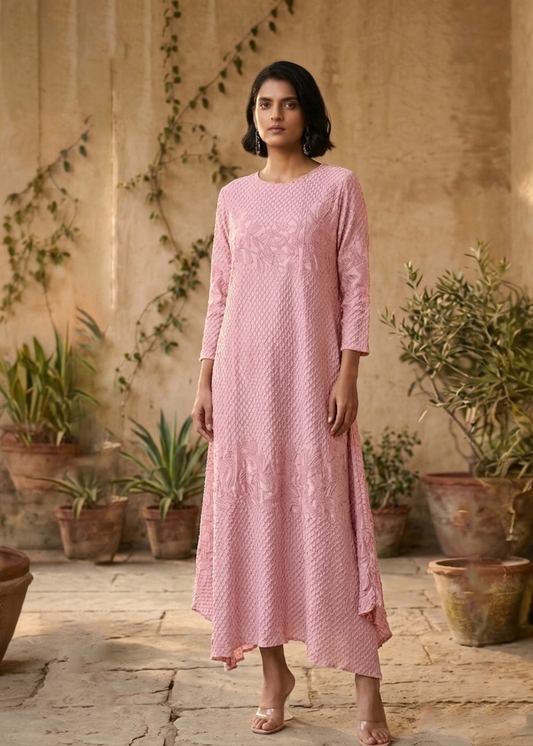 Dandelion Embossed Dress - Light Pink