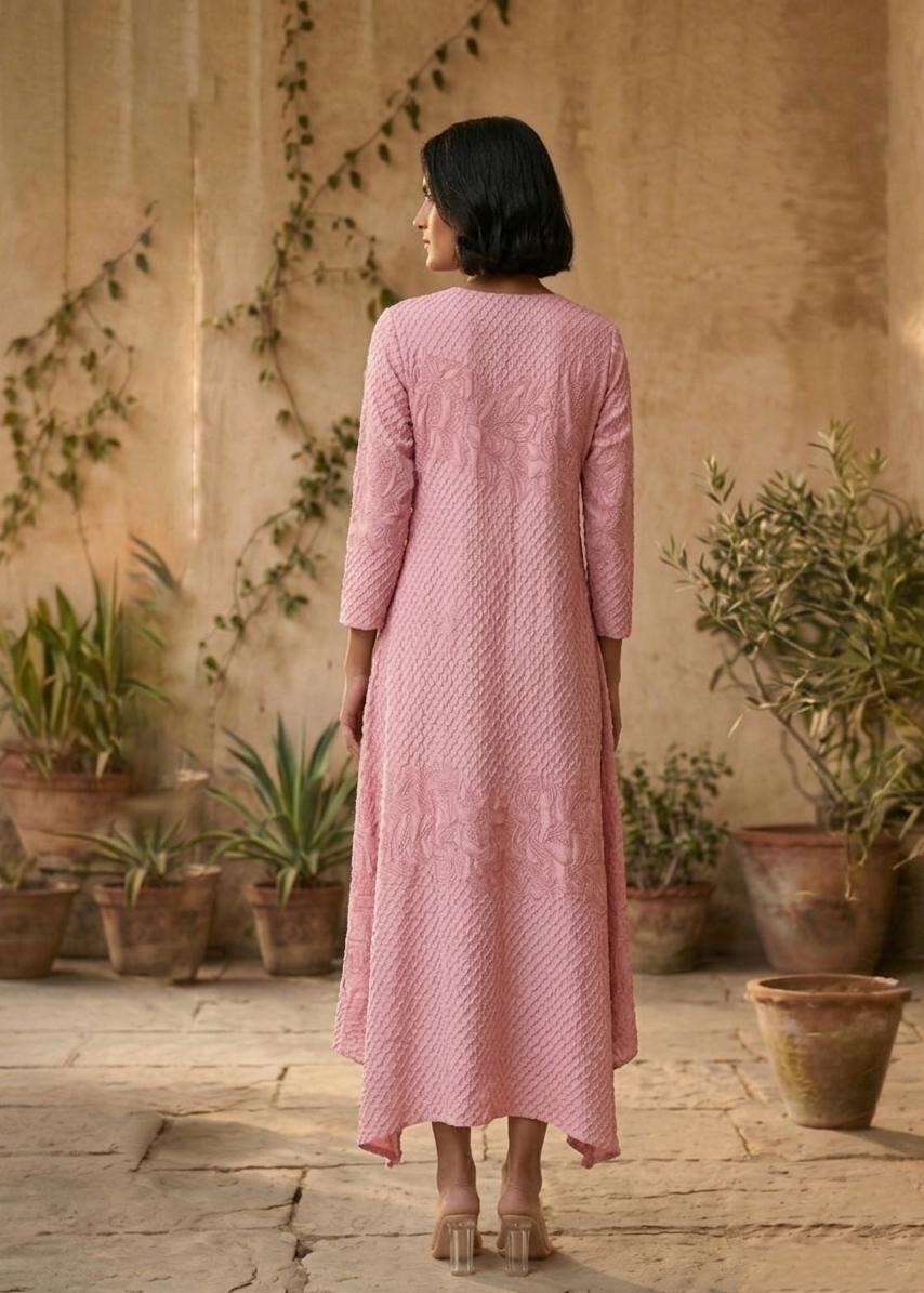 Dandelion Embossed Dress - Light Pink