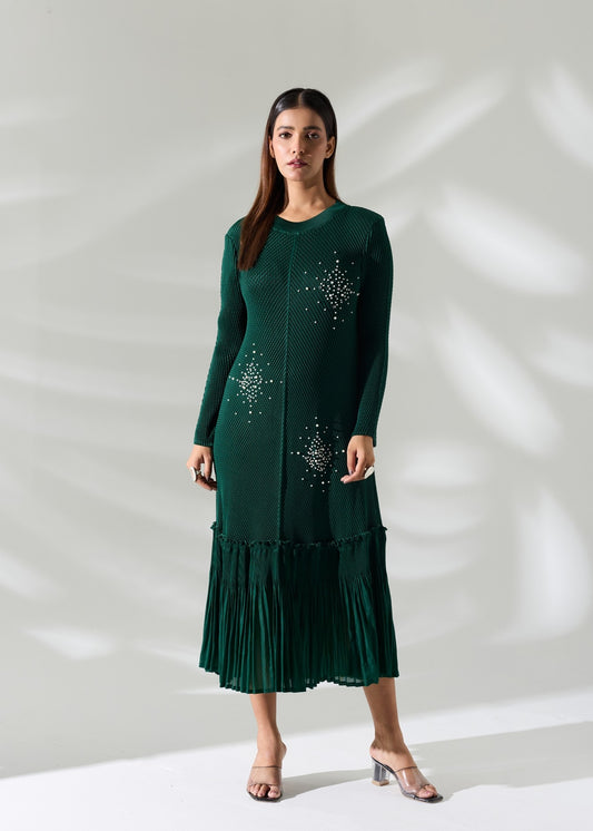 Ember Pearl Dress - Emerald Green