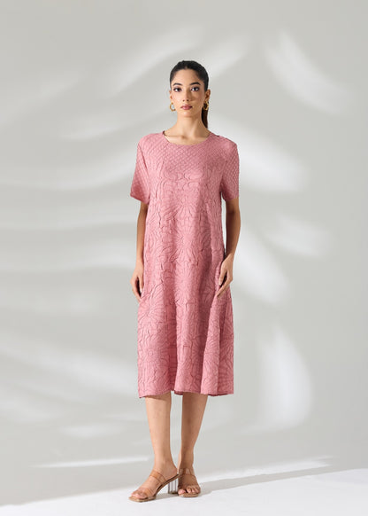 Floral Embossed Jane Dress - Mocha