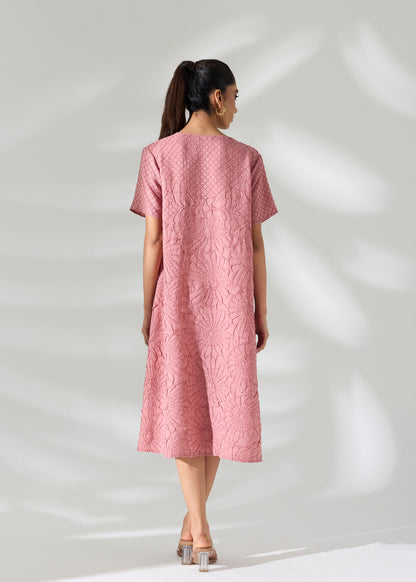 Floral Embossed Jane Dress - Mocha