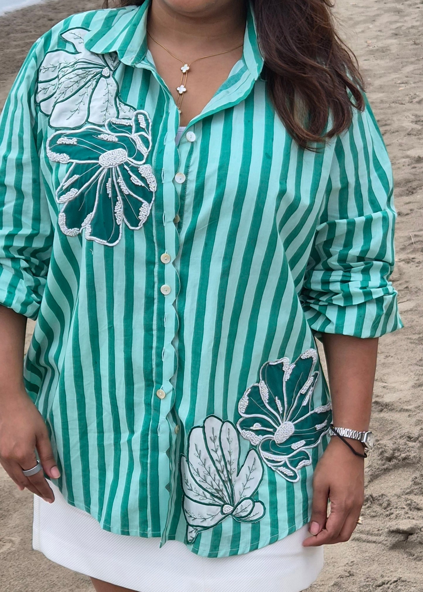 Green Bloom Line Shirt