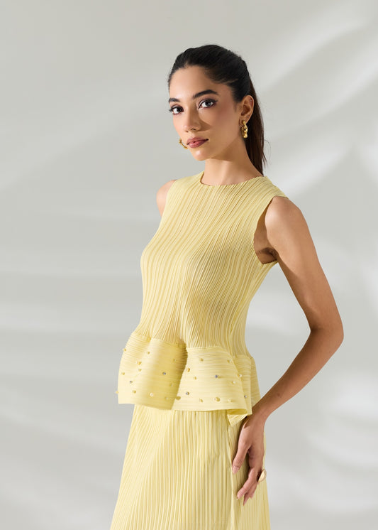 Kiki Peplum Skirt Set - Butter Yellow