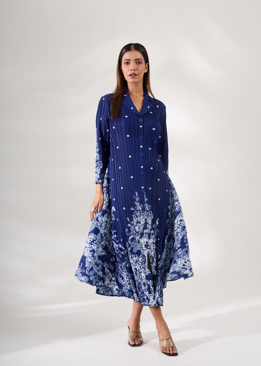 Noelle Printed Dress - Blue