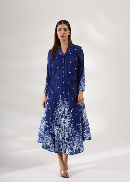 Noelle Printed Dress - Blue