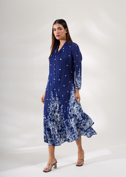 Noelle Printed Dress - Blue