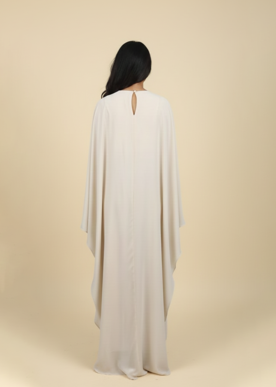 Emb Cape Gown - Ivory
