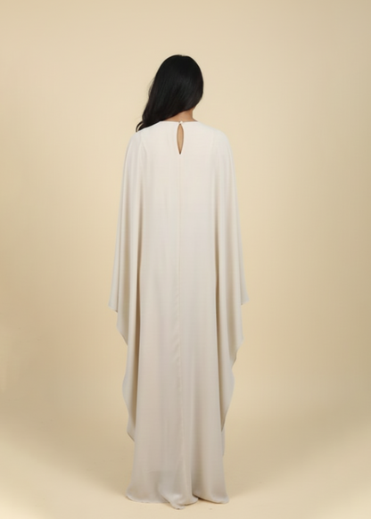 Emb Cape Gown - Ivory