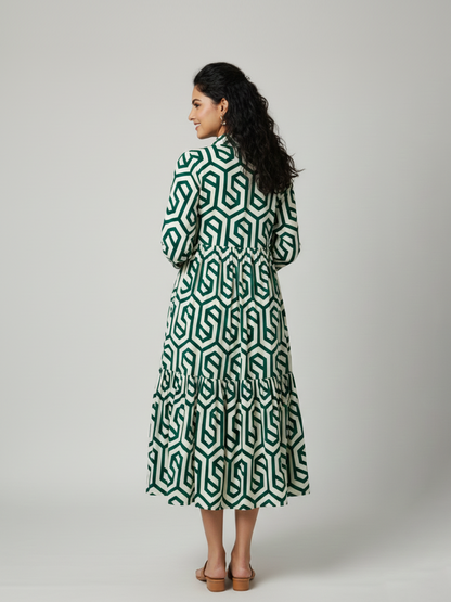 Robe rétro à imprimé géométrique