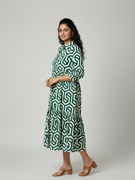 Robe rétro à imprimé géométrique