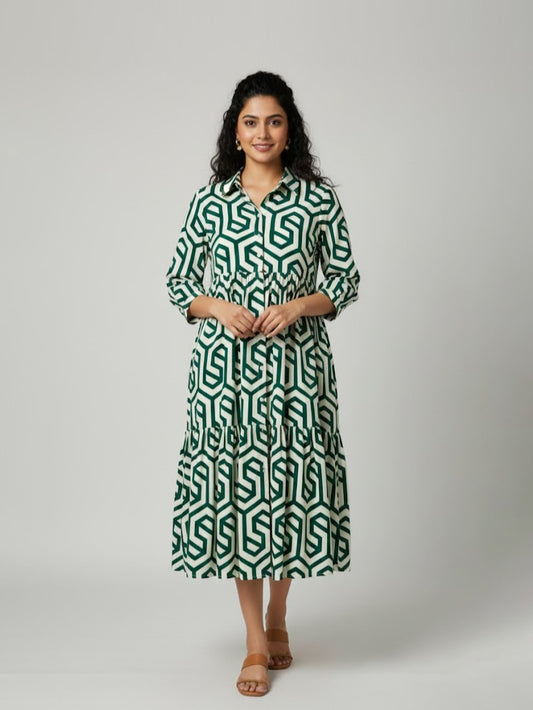 Robe rétro à imprimé géométrique