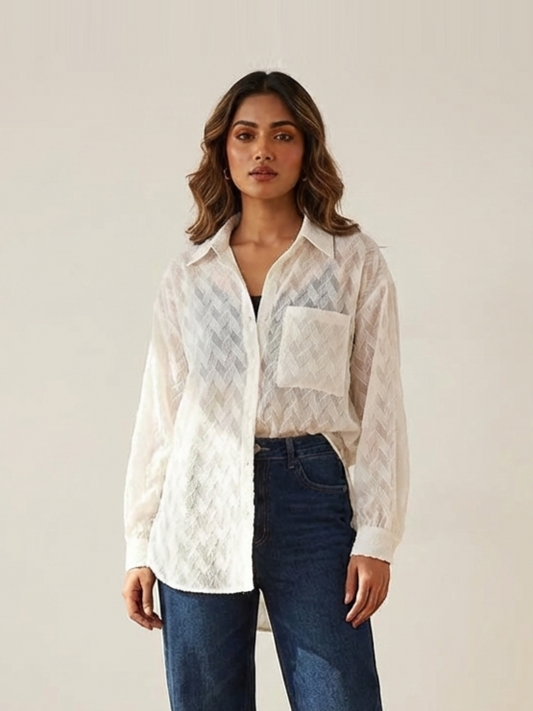 Ivory Dobby Check Shirt