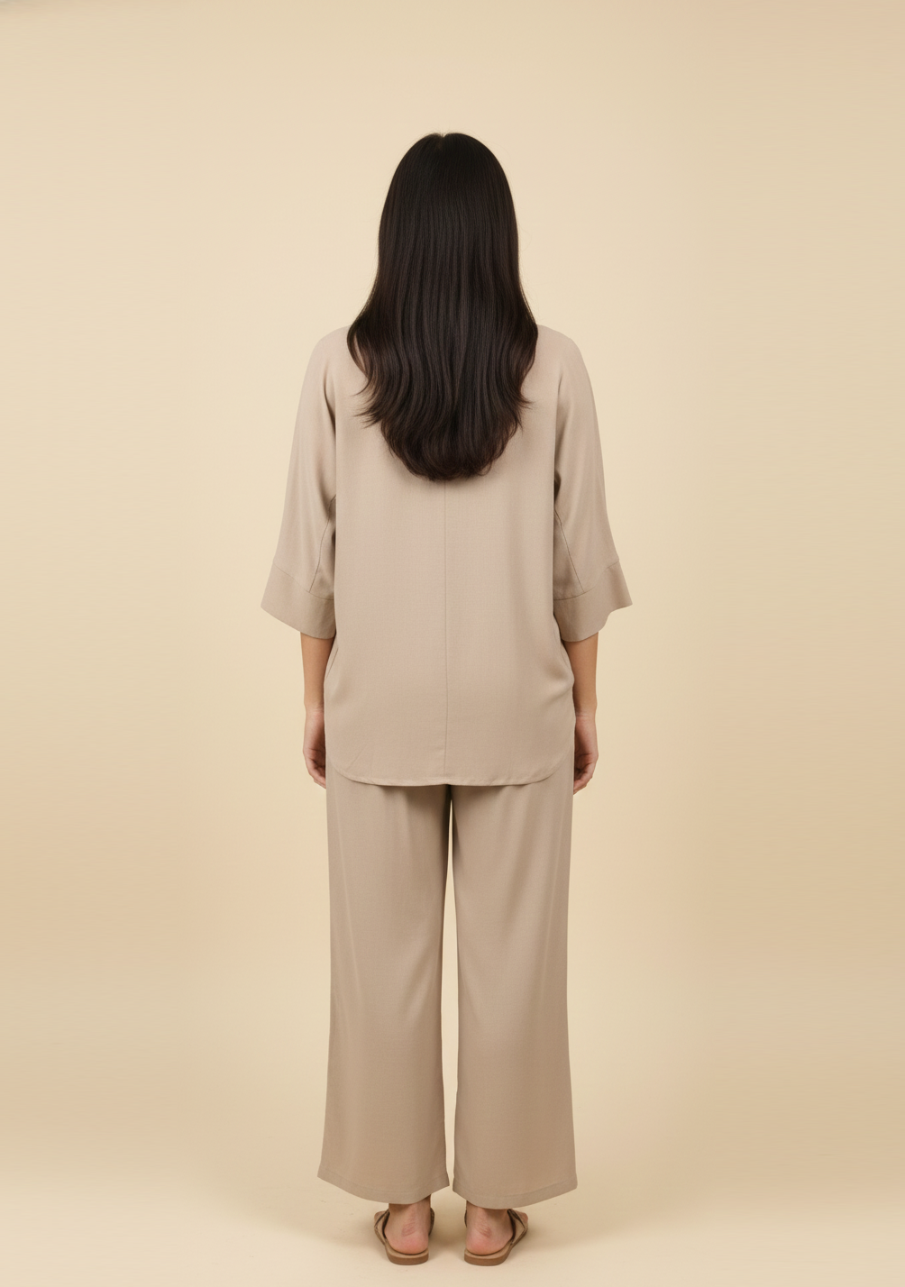 Beige Linen Coord Set