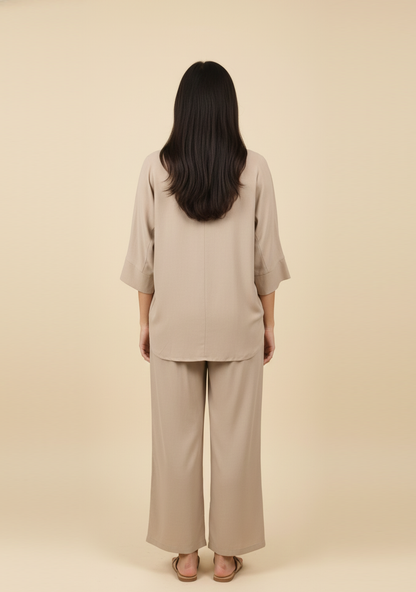 Beige Linen Coord Set