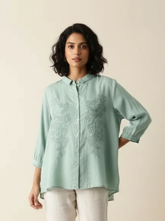 Green Embroidered Shirt