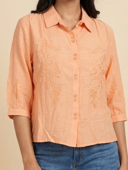 Orange Embroidered Shirt