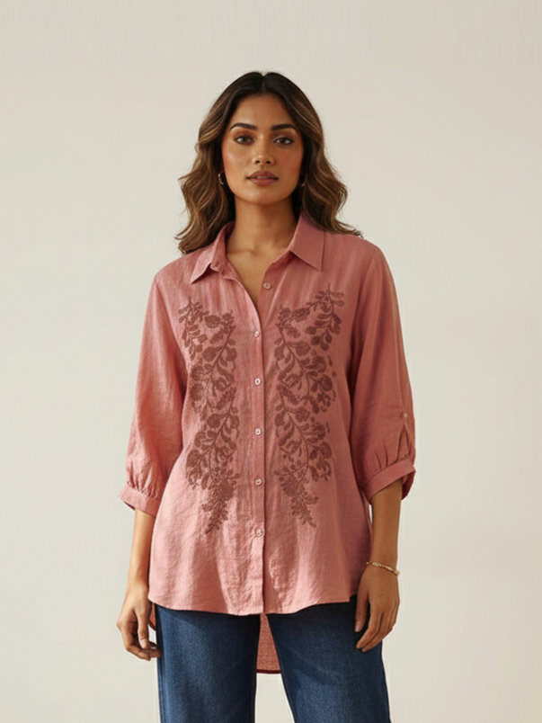 Rose Embroidered Shirt