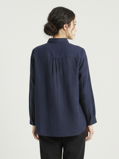 Spring Navy Linen Shirt