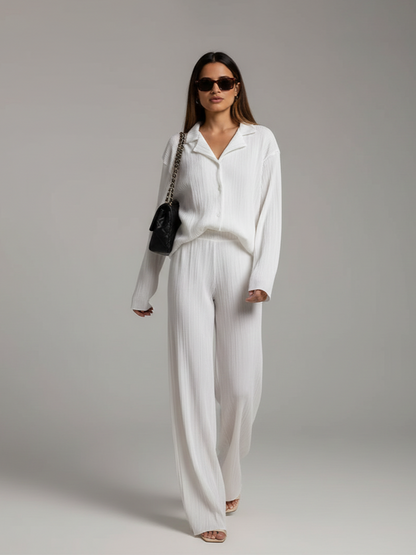 White Pleated Coord Set