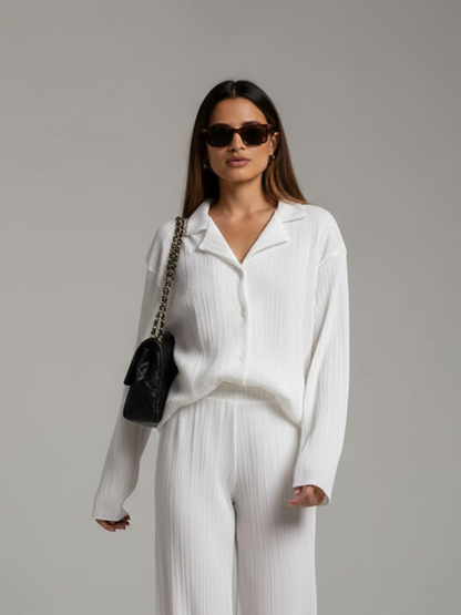 White Pleated Coord Set