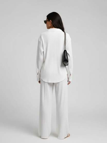 White Pleated Coord Set