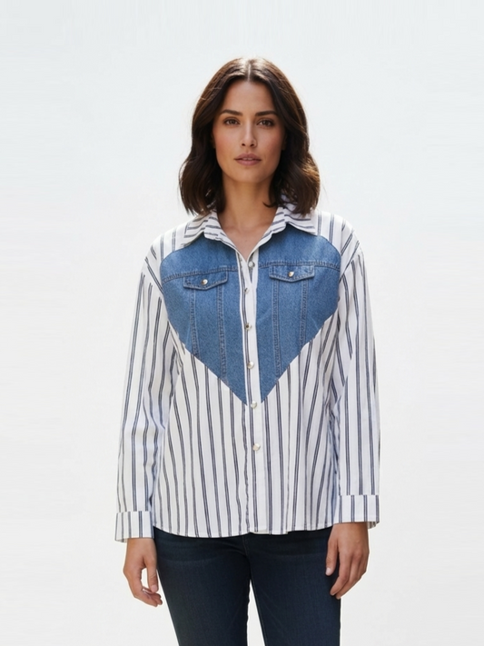 Stripe Denim Heart Shirt