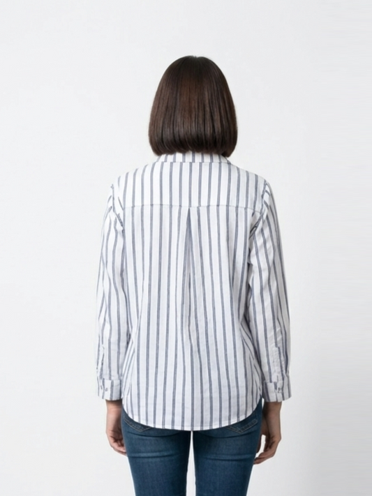 Stripe Denim Heart Shirt