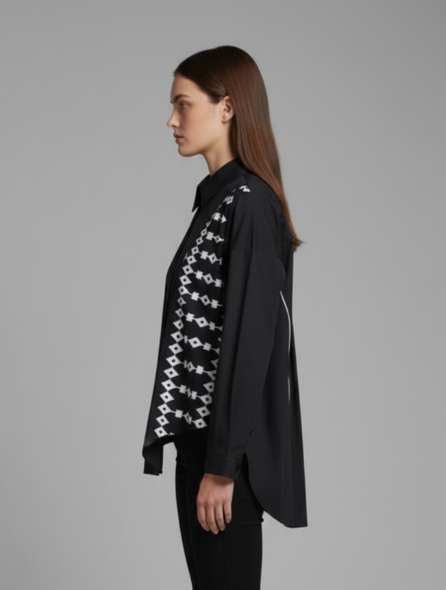Aztec Oversized Shirt - Black