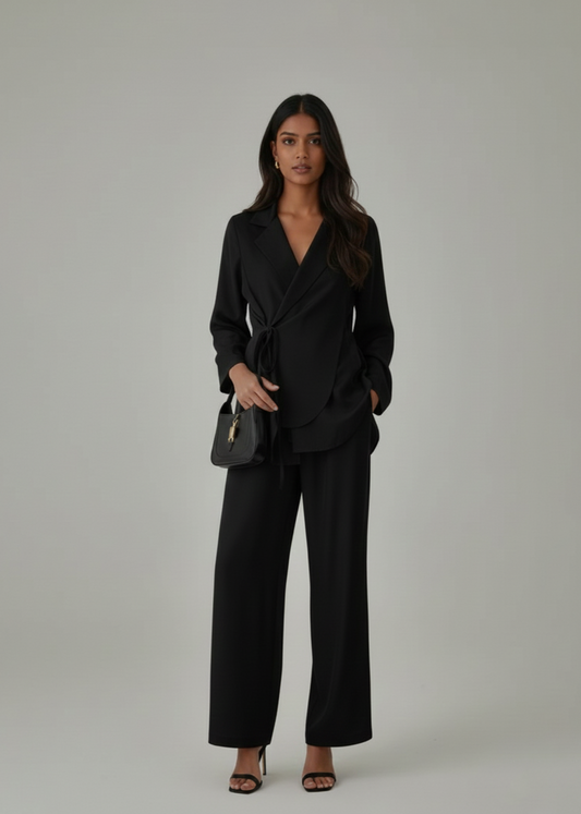 Lush Layer Blazer with Trousers - Black