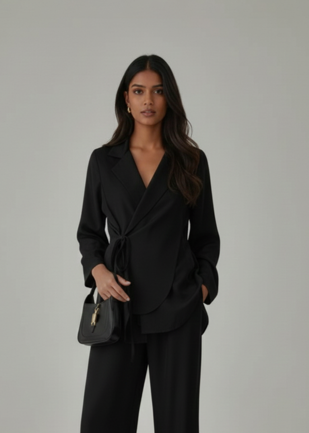 Lush Layer Blazer with Trousers - Black