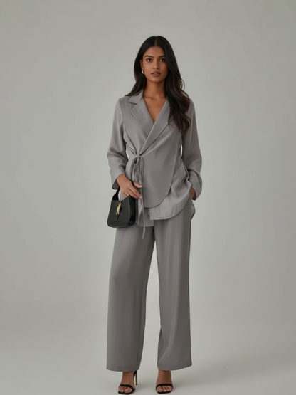 Lush Layer Blazer with Trousers - Grey