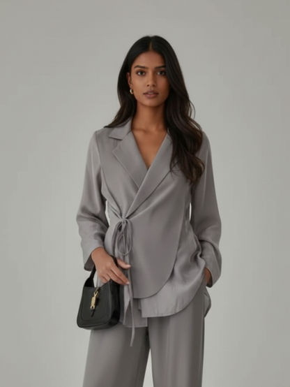 Lush Layer Blazer with Trousers - Grey